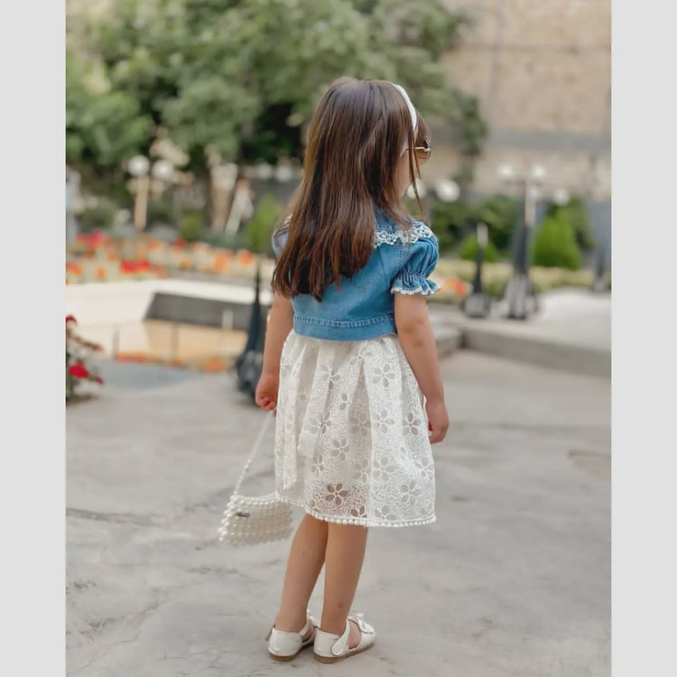 ست کت و سارافون مجلسی دخترانه مدل جین مناسب 1 تا 7 سال