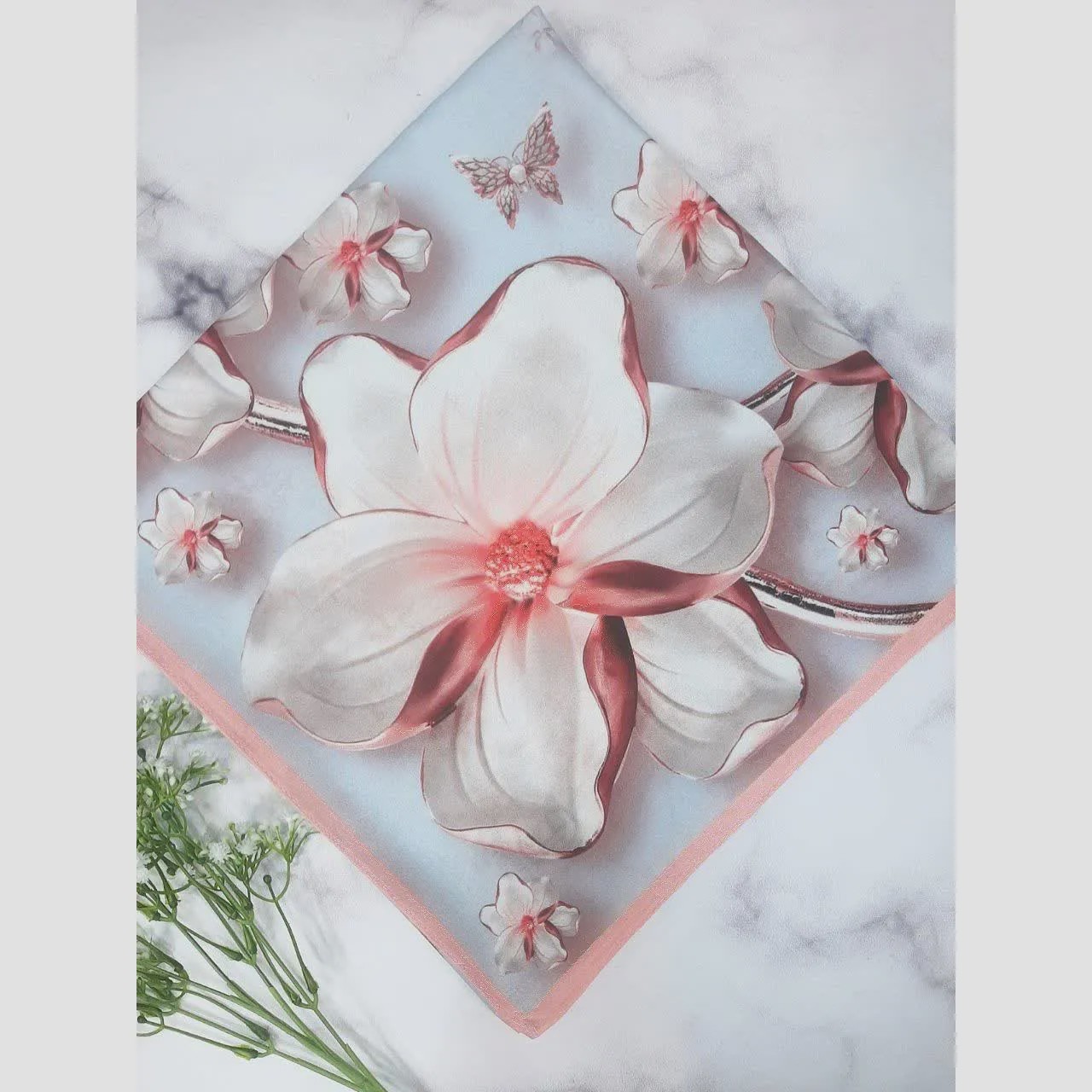 روسری مجلسی نخ کاستوم طرح آرام ابعاد 140 در 140