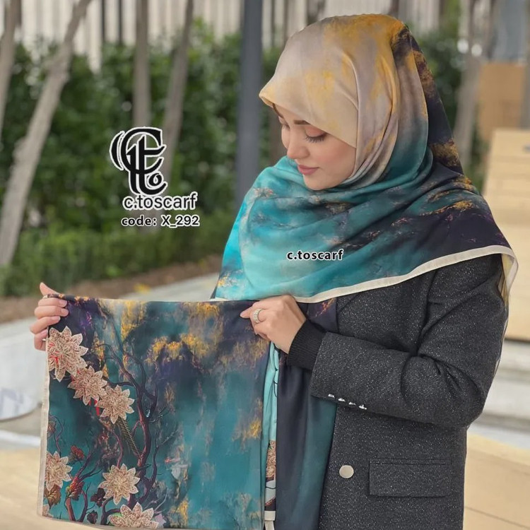 روسری نخ کاستوم سیتو طرح گیتی قواره بزرگ 140x140