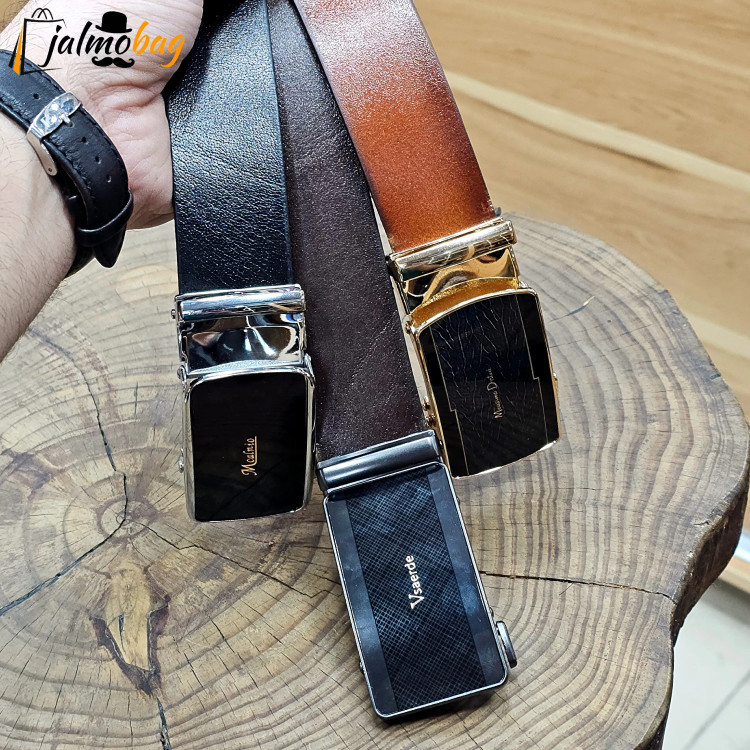 کمربند ریلی چرم طبیعی گاوی 3.5 سانت طول 125 سانتی متر سگک خارجی (2)