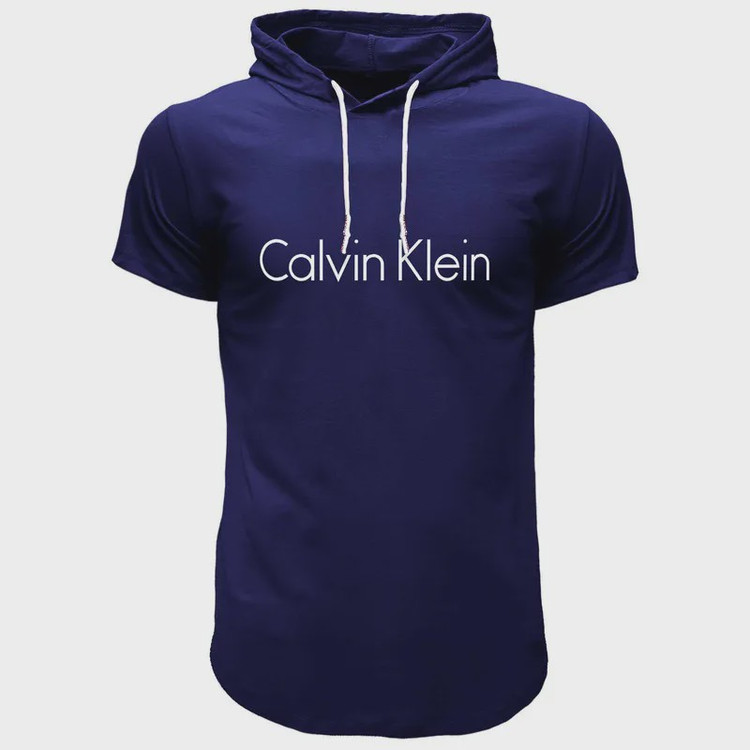 تیشرت کلاه دار مردانه مدل 00416125 سرمه ای نخ آستین کوتاه اسپرت