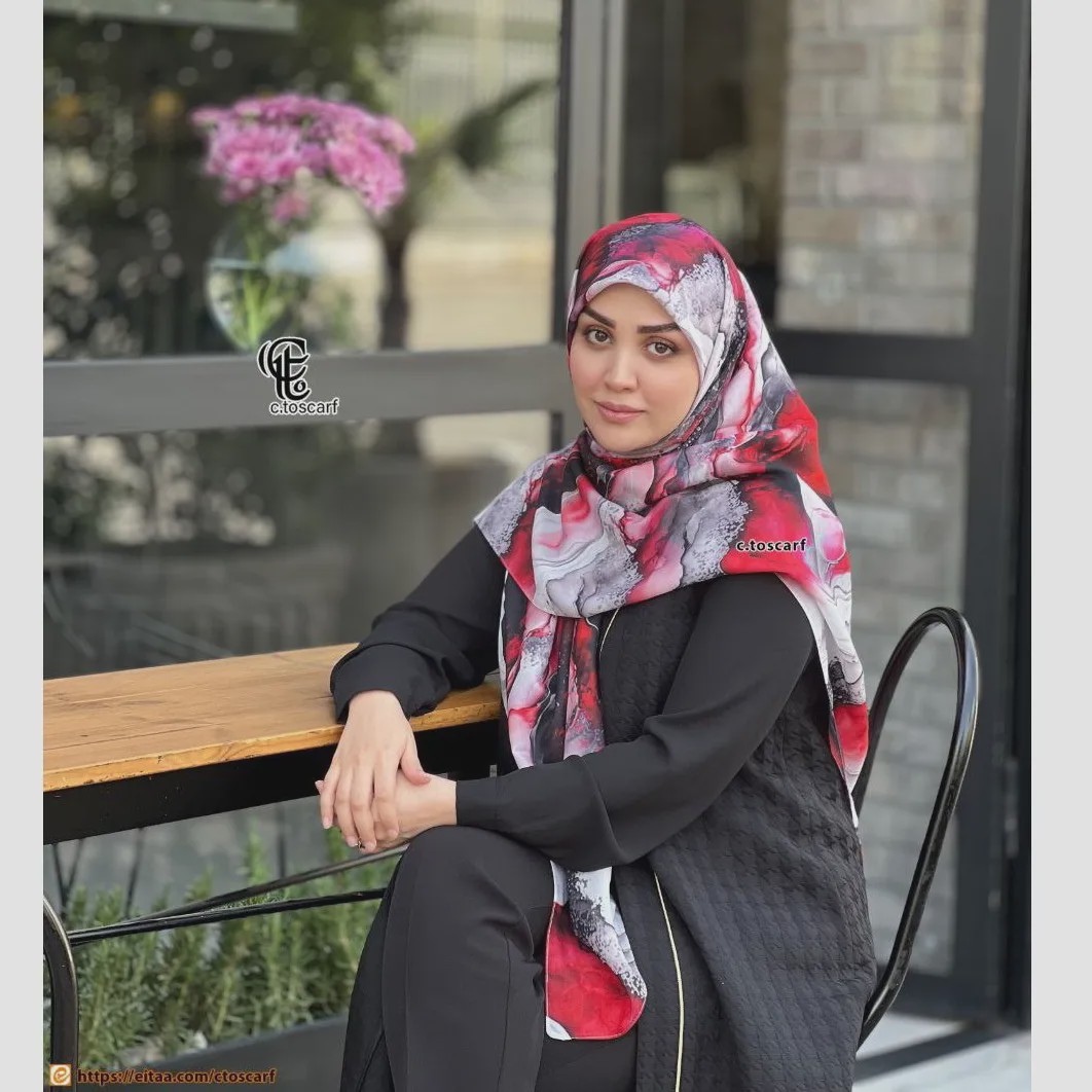 روسری نخی طرح لارا سایز 140 سبزآبی
