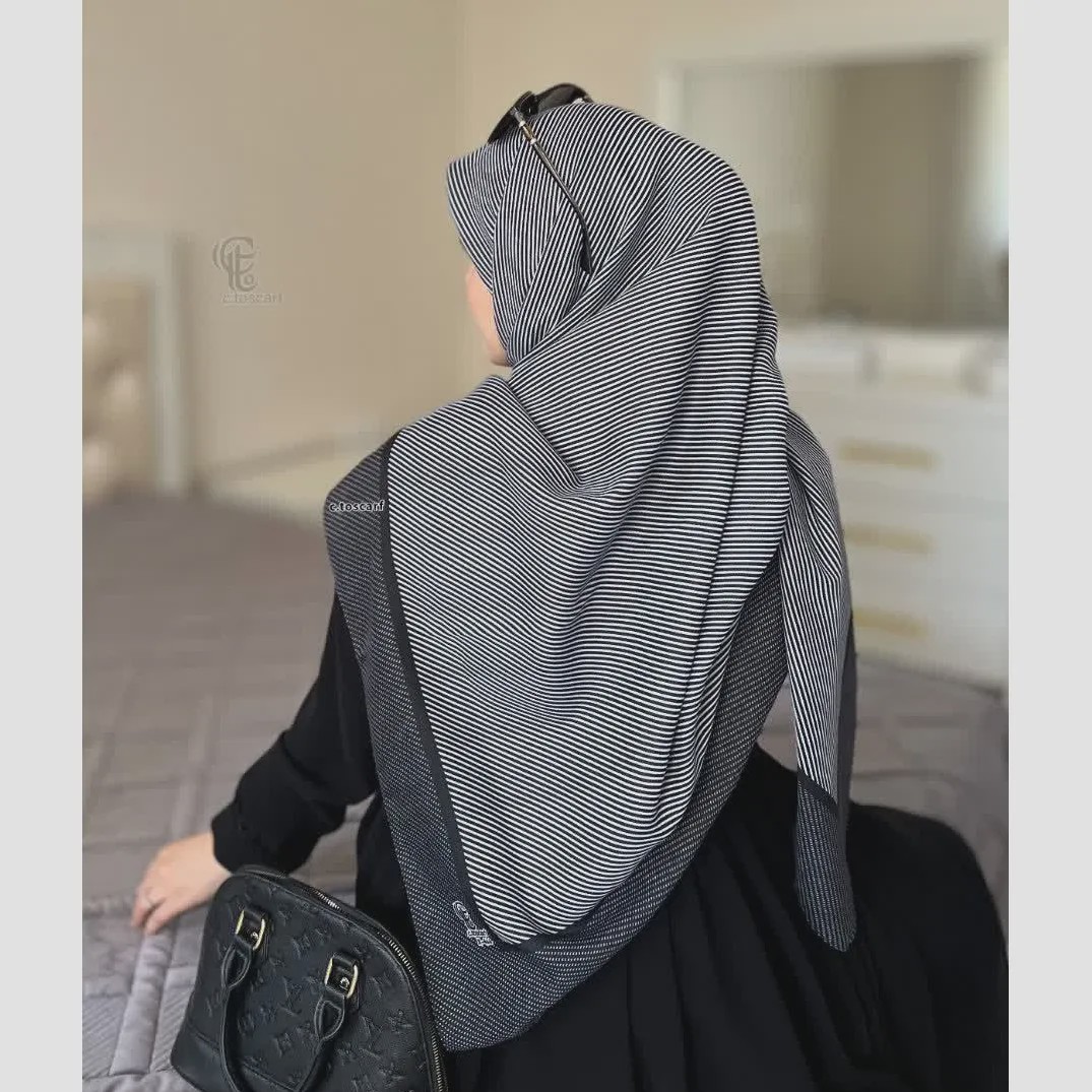 روسری نخی طرح دیپلمات سفید مشکی شیک اسپرت همه جاپوش مجلسی روزمره