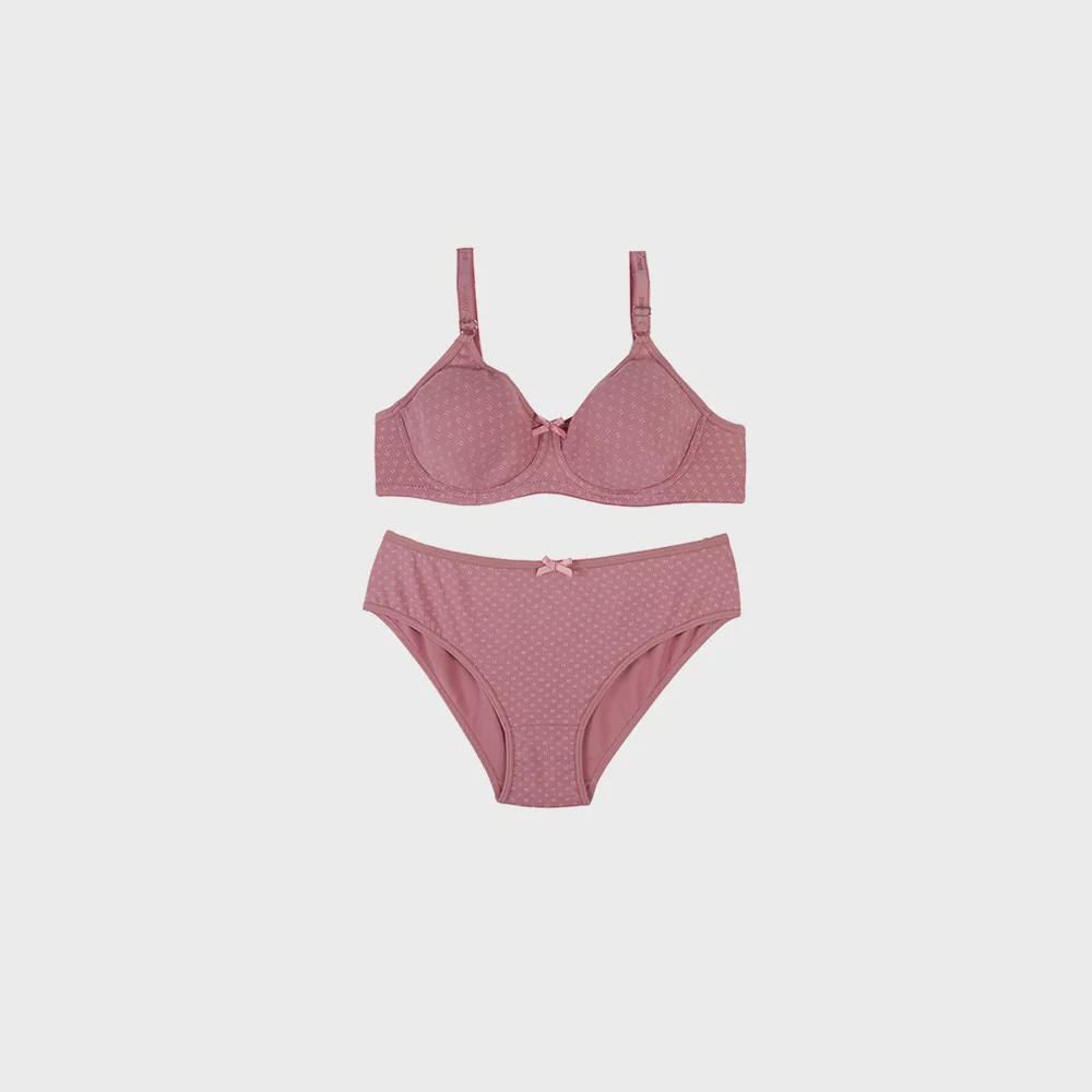 ست شورت و سوتین نخی فنردار پرسی طرح نقطه سایز 75 تا 90
