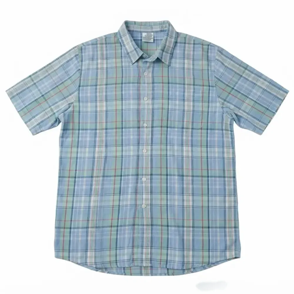 شومیز زنانه نخی آستین کوتاه طرح لاله آبی ملایم قواره آزاد سایز 40 تا 50 (2)