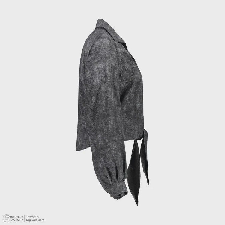 شومیز زنانه آستین بلند یقه هفت گرهای مشکی شانتون فری سایز 36 تا 44