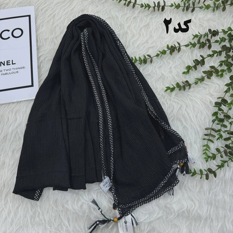 شال نخی بلک چری دور گان دوزی گد 949 قواره 220 80 سانت بدون آبرفت و چروک