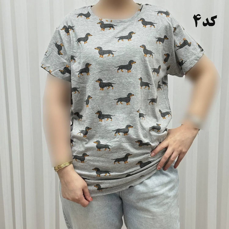 تیشرت طرحدار H M نخ پنبه چهارفصل زنانه دخترانه سایزبزرگ تا XL XXL XXXL تنخور راحت