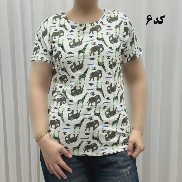تیشرت طرحدار H M نخ پنبه چهارفصل زنانه دخترانه سایزبزرگ تا XL XXL XXXL تنخور راحت