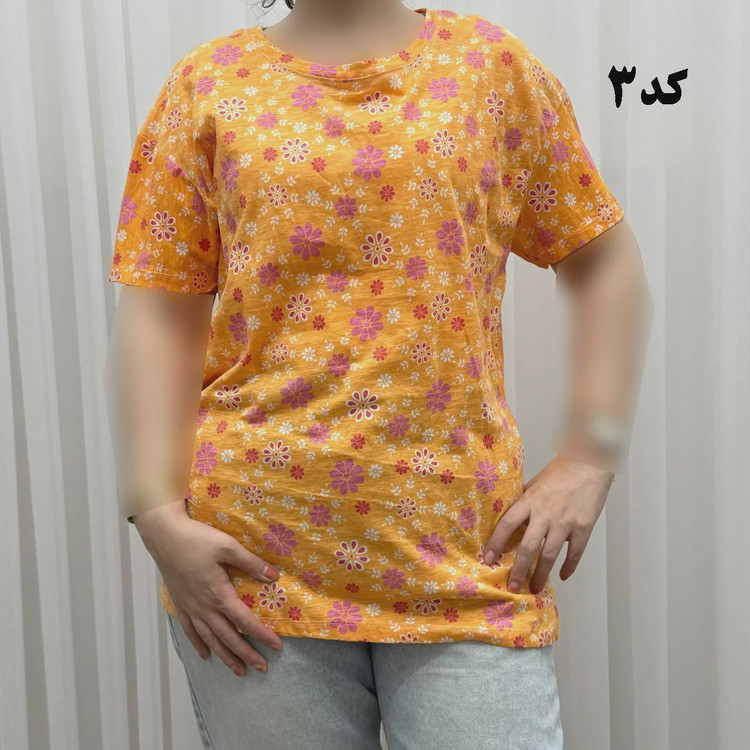 تیشرت طرحدار H M نخ پنبه چهارفصل زنانه دخترانه سایزبزرگ تا XL XXL XXXL تنخور راحت