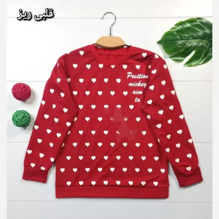 بلوز دخترانه و زنانه طرح دار قرمز جنس پنبه پلی استر سایز 38 تا 44 (2)