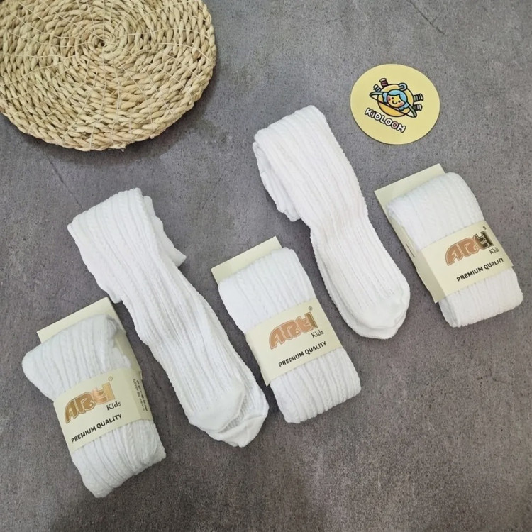جوراب شلواری دخترانه نخی فاق بلند ترکیه ای گندمی مناسب 2 تا 10 سال