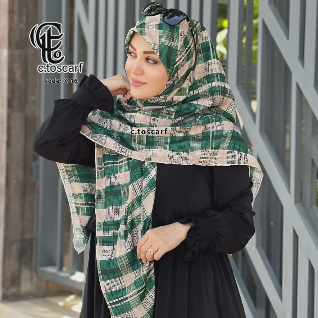 روسری نخی کاستوم طرح آسنات قواره 140 دور چرخ دوز مزونی سی تو