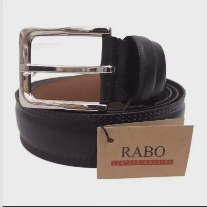 کمربند مردانه چرم طبیعی درجه یک سگک استیل رنگ ثابت Rabo