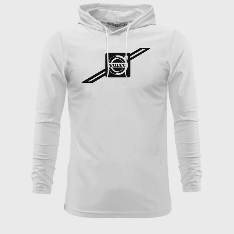 تیشرت کلاه دار آستین بلند مردانه طرح ولوو مدل r4786 جنس نخی اعلا سایزبندی L XL 2XL سه رنگ سفید مشکی زرد