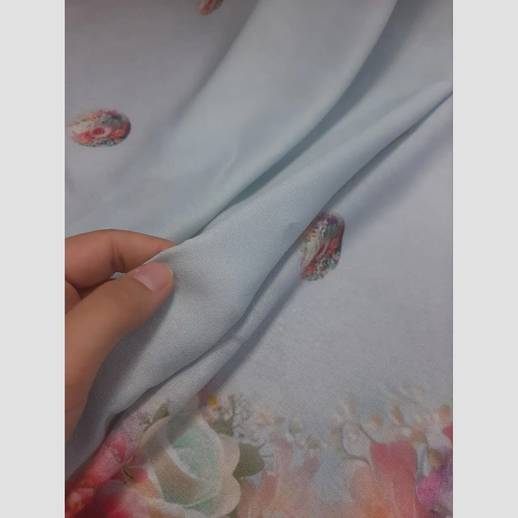 روسری نخ کاستوم طرح تبسم قواره بزرگ 140x140 سیتو صورتی آبی