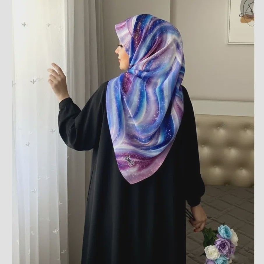 روسری نخی کاستوم طرح هالهاین سایز 140 بنفش آبی