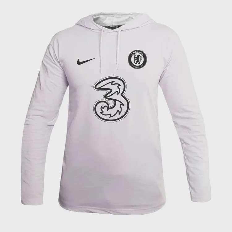 تیشرت آستین بلند کلاه دار طرح چلسی نخی اعلا در سه رنگ مشکی، سفید، زرد سایز L,XL,2XL
