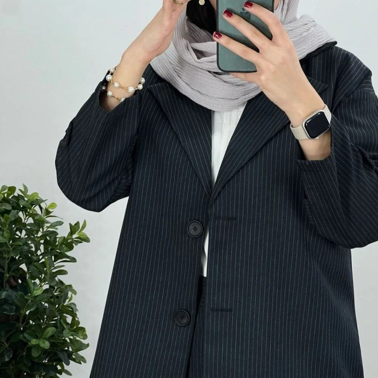 کت شلوار زنانه دیپلمات پرشیا مدل آسو رنگ مشکی سرمه ای طوسی سایز بزرگ (2)