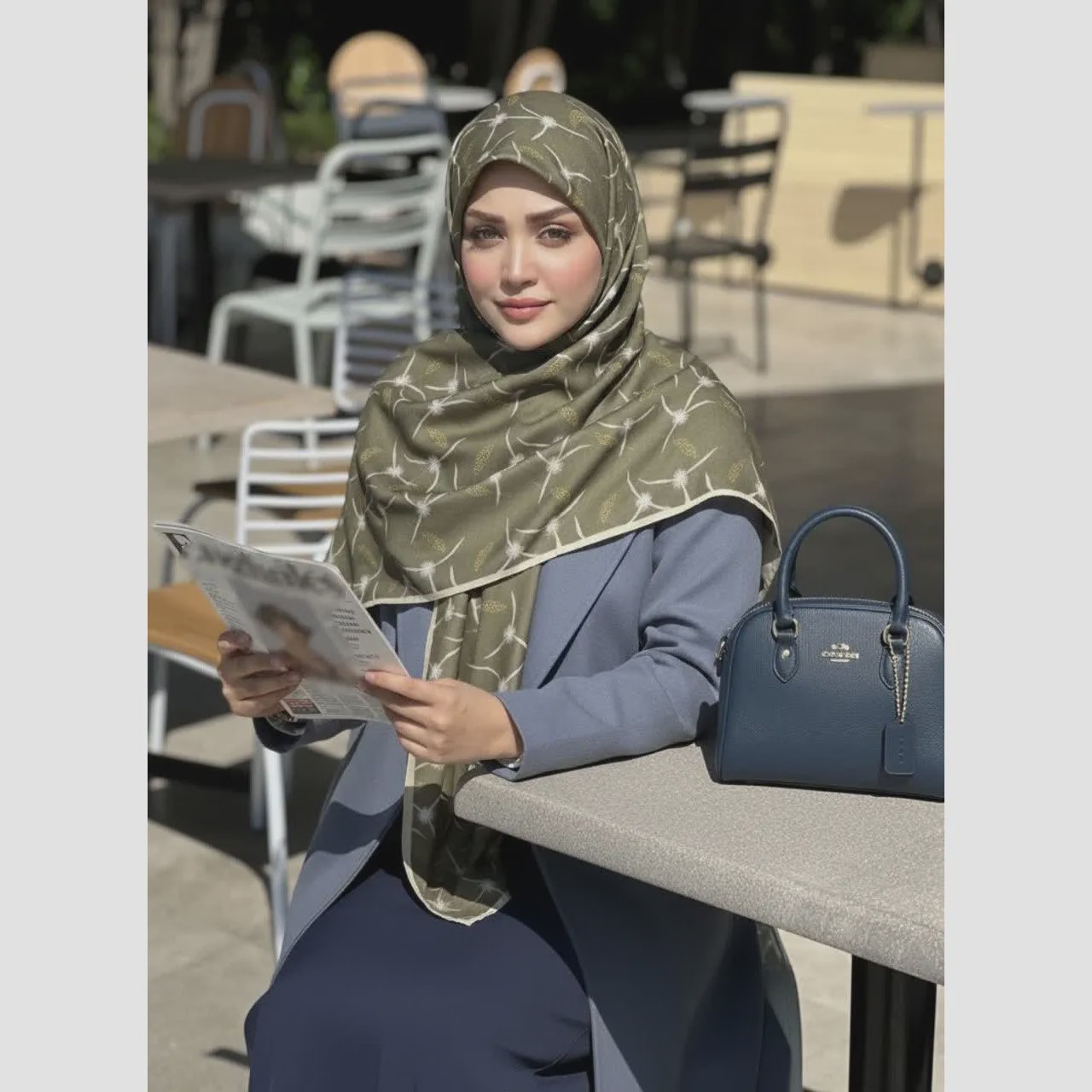 روسری نخ کاستوم قواره 140 طرح تارا دور چرخ دوز مزونی