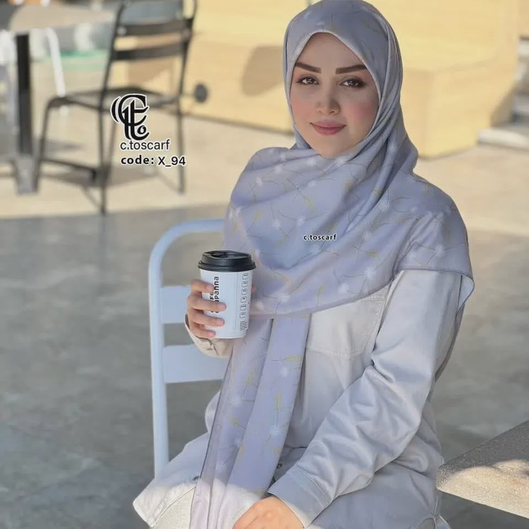 روسری نخ کاستوم قواره 140 طرح تارا دور چرخ دوز مزونی