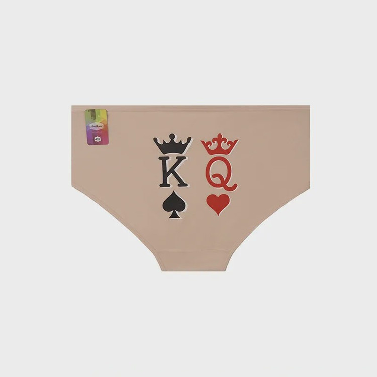 شورت زنانه اسلیپ نخی طرح king queen سایز 4XL