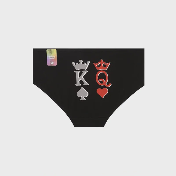 شورت زنانه اسلیپ نخی طرح king queen سایز 4XL