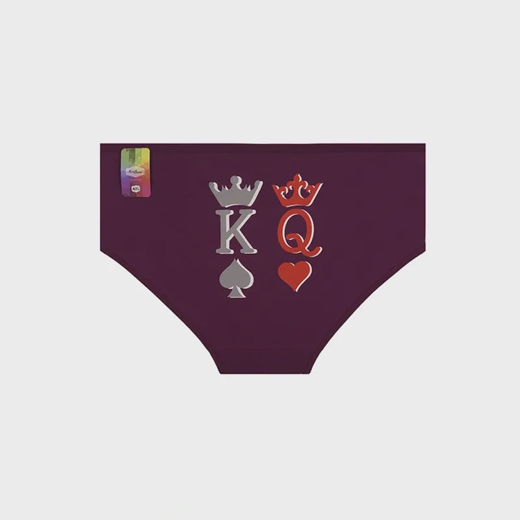 شورت زنانه اسلیپ نخی طرح king queen سایز 4XL