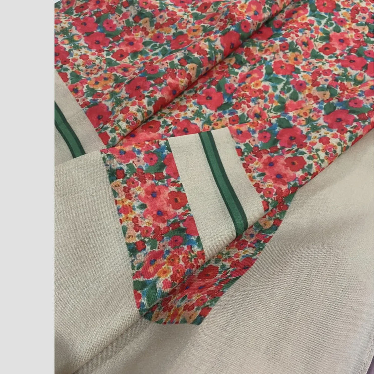 روسری نخ کاستوم طرح گلی سایز 140