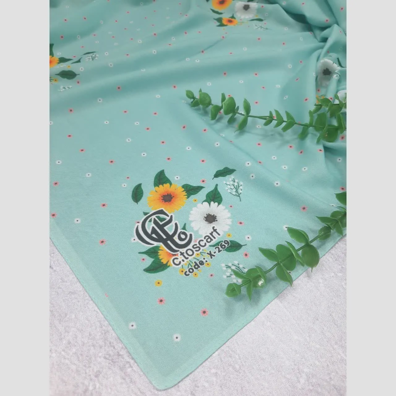 روسری مجلسی طرح پونه تیره نخ کاستوم قواره بزرگ زنانه 140x140