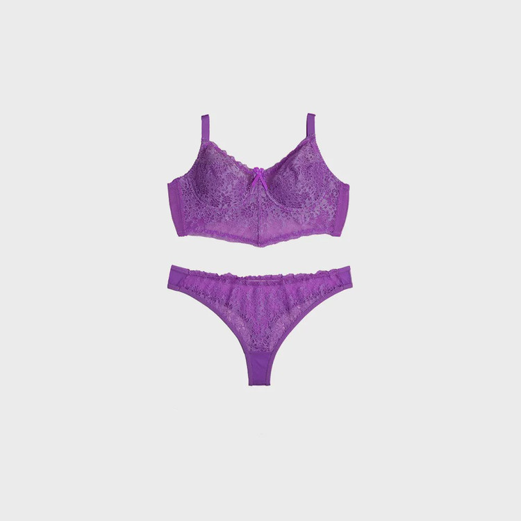 ست شورت و سوتین زنانه تور دانتل خفاشی فنردار شارمین سایز 75 تا 90