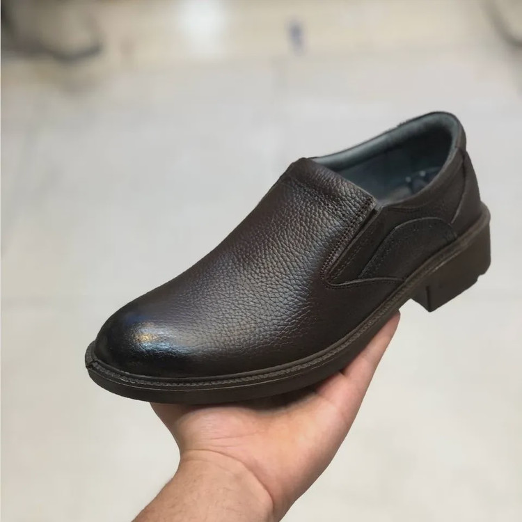 کفش چرم مردانه مجلسی ایپک قهوه ای سوخته راحتی شیک رویه چرم طبیعی زیره پیو سبک