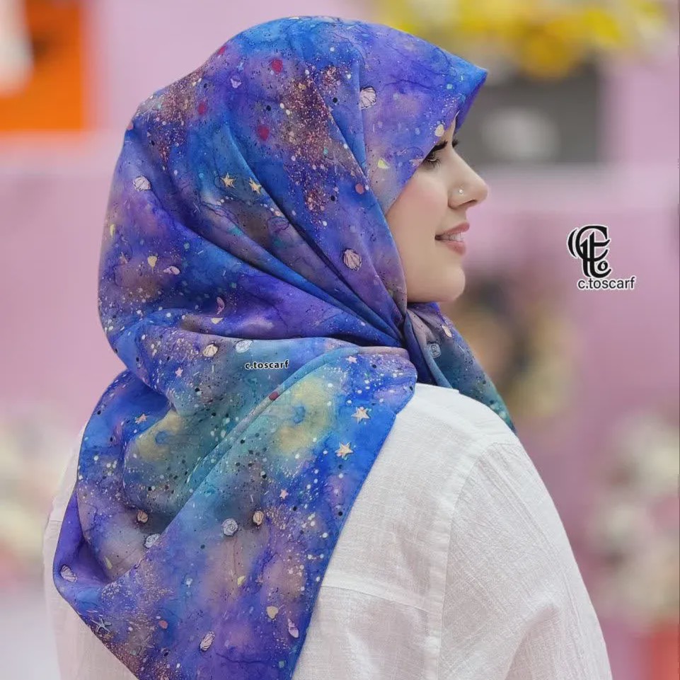 روسری نخی کاستوم طرح ساحل قواره 110