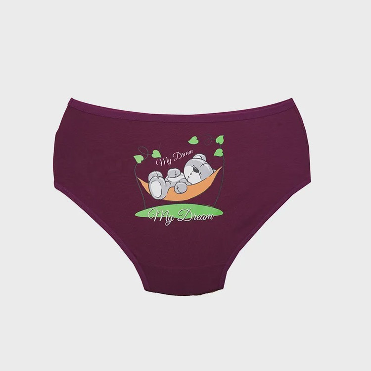 شورت زنانه اسلیپ نخی چاپی طرح خرس و درخت بانوسایز 3XL