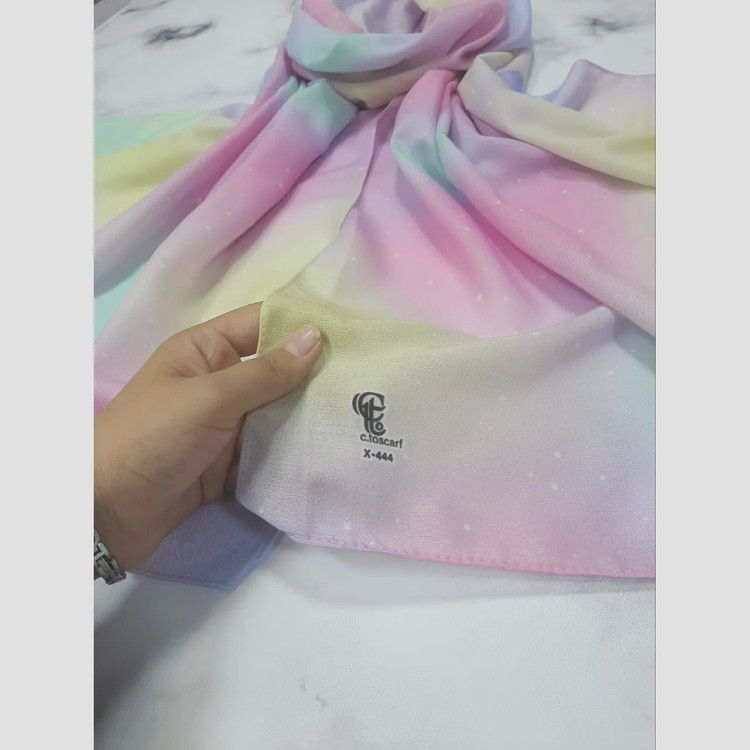 شال نخ کاستوم طرح نورا رویای پاستلی 70x200 سانتی متر