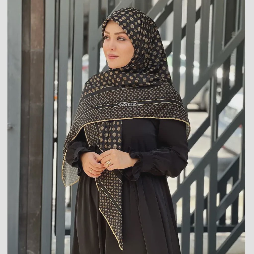 روسری نخ کاستوم طرح خال خال اکلیلی قواره بزرگ 140 سانتیمتر