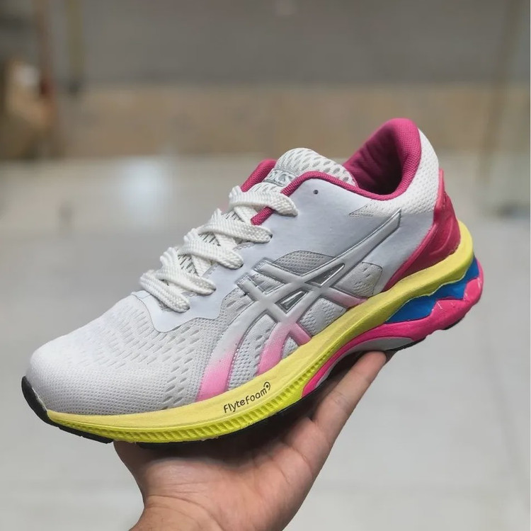 کفش اسیکس Gel Nimbus مردانه سفید صورتی زرد اسپرت تنفسی پیادهروی روزمره