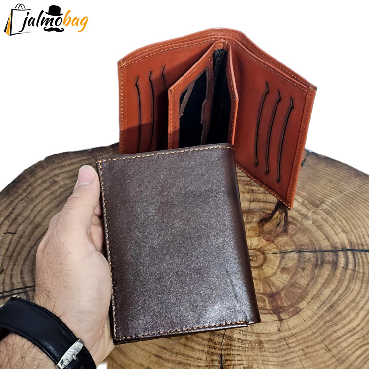 کیف پول چرم اصل گاوی جاکارتی دار دو برگ (2)