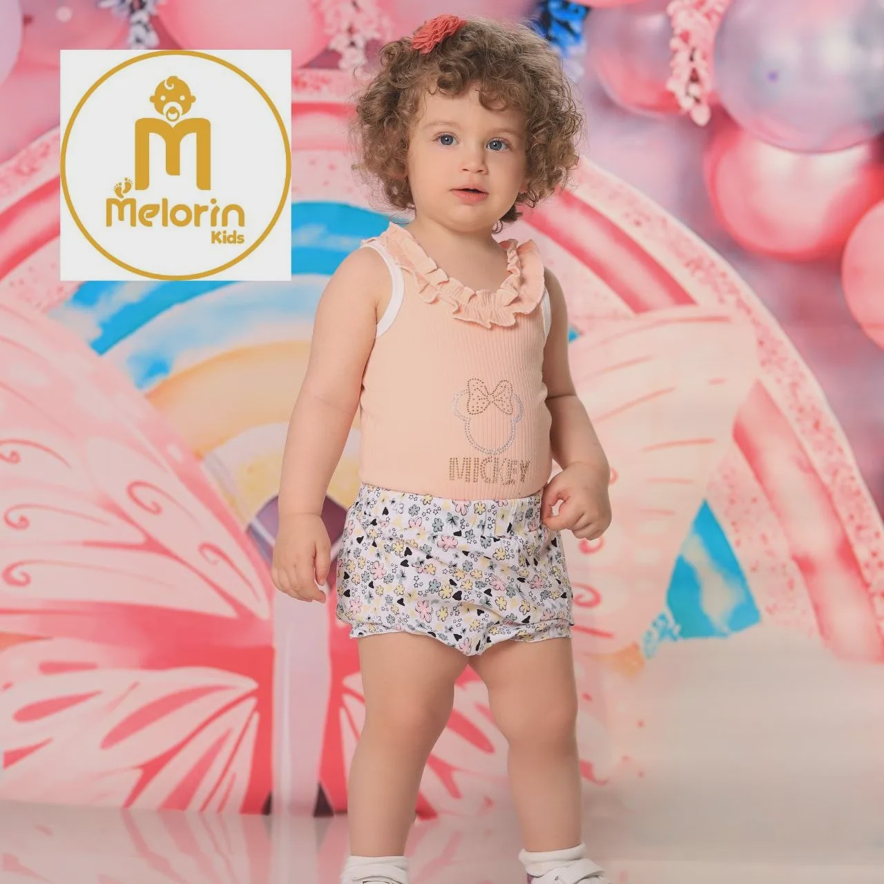 ست رکابی و شورت نوزادی میکی موس صورتی پنبه یکرو سایز 1 تا 4
