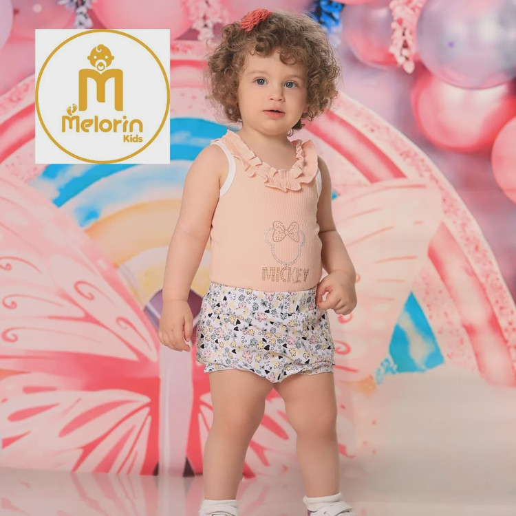 ست رکابی و شورت نوزادی میکی موس صورتی پنبه یکرو سایز 1 تا 4