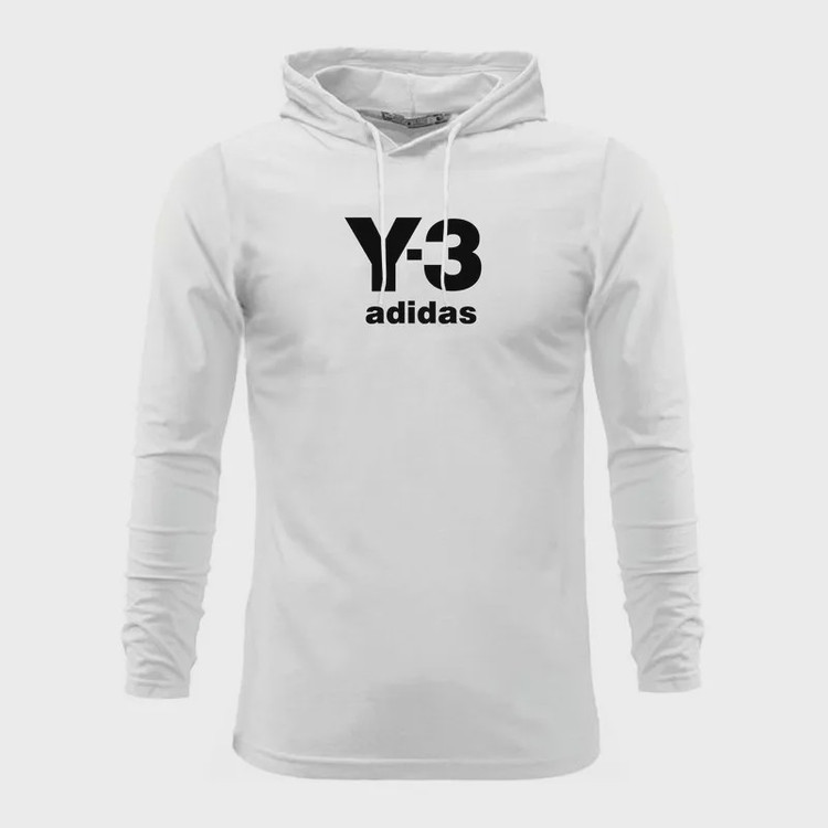 تیشرت آستین بلند مردانه طرح Y3 مدل U4789 کلاه دار نخی اعلا در دو رنگ مشکی و سفید سایز L XL 2XL