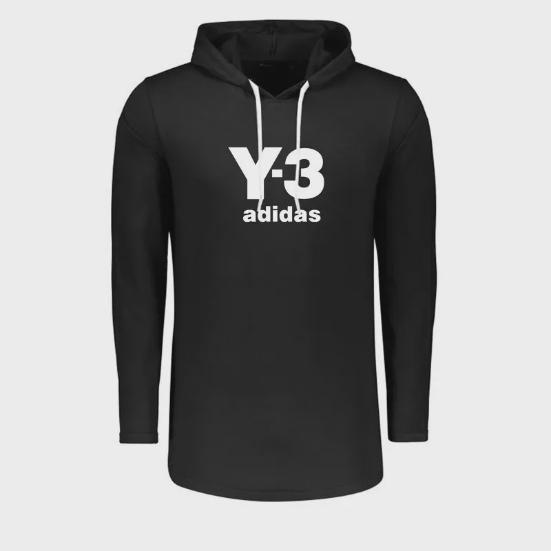 تیشرت آستین بلند مردانه طرح Y3 مدل U4789 کلاه دار نخی اعلا در دو رنگ مشکی و سفید سایز L XL 2XL