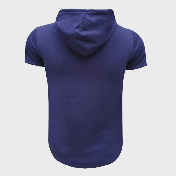 تیشرت کلاه دار مردانه سورمه ای طرح ولوو مدل W465Z جنس نخ اعلا سایز L XL 2XL