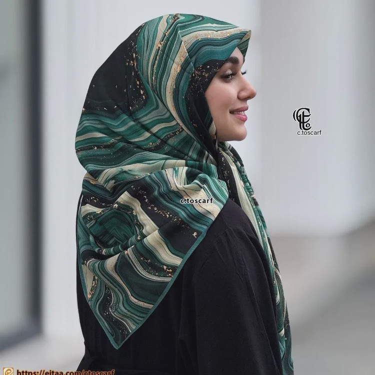 روسری نخی کاستوم طرح رزین قواره 110 و 115 سانتی متر