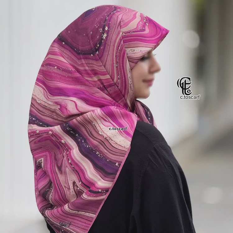 روسری نخی کاستوم طرح رزین قواره 110 و 115 سانتی متر