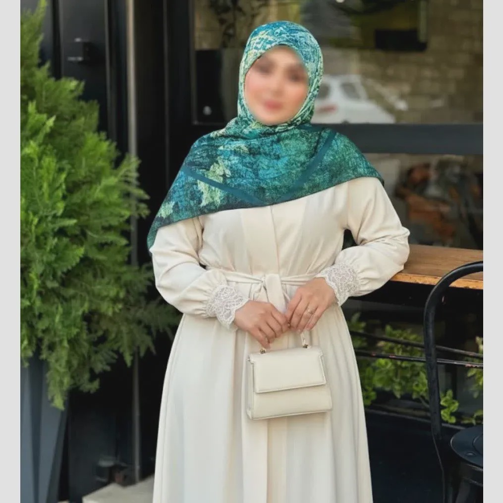 روسری نخ کاستوم طرح هیوا آبرنگی خاص تک