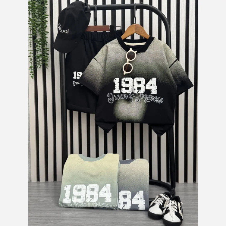 ست تیشرت و شلوارک پسرانه طرح 1984 جنس پنبه لاکرا (2)