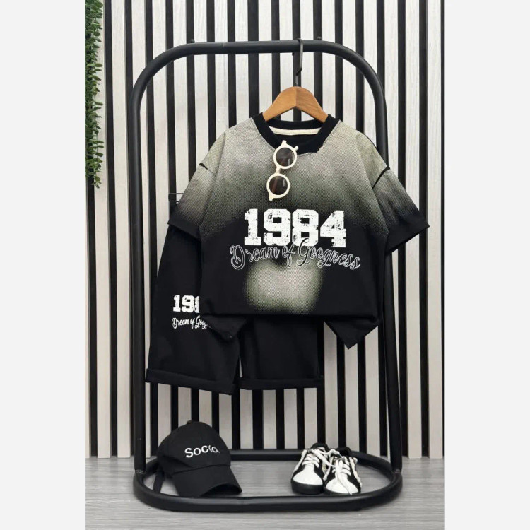 ست تیشرت و شلوارک پسرانه طرح 1984 جنس پنبه لاکرا (2)