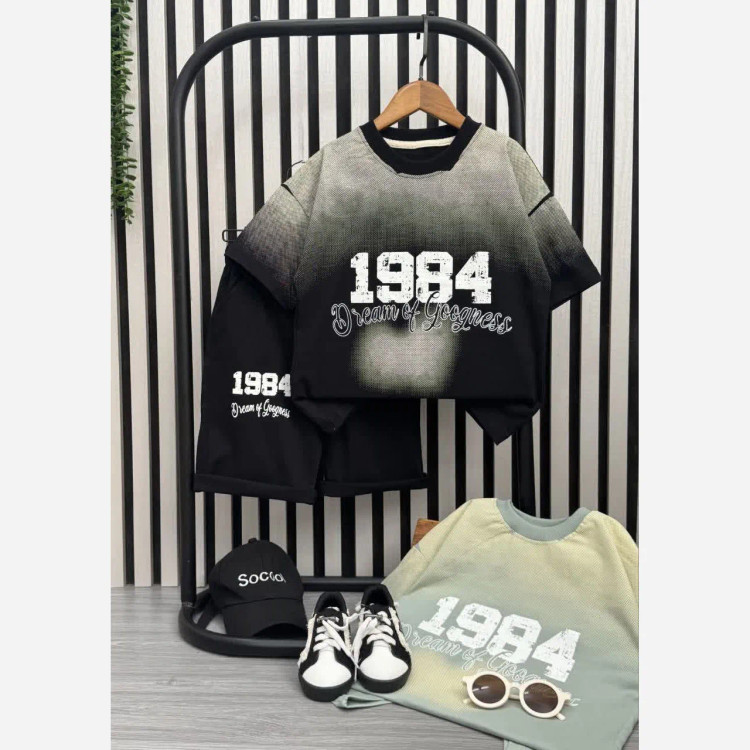 ست تیشرت و شلوارک پسرانه طرح 1984 جنس پنبه لاکرا (2)