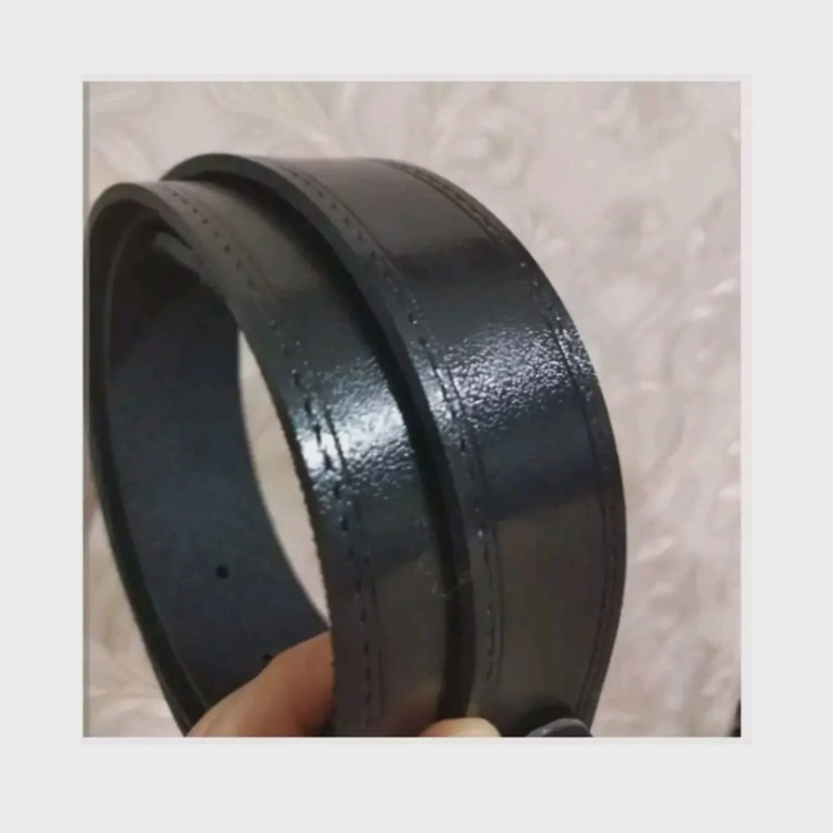 کمربند چرم صنعتی مشکی پهنا 3 5 طول 125 با سگک آبکاری شده